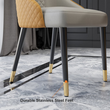 HMR Diamic Series Modern Faux Leather Dining Chairs with Upholstery - Orange, 2-Pieces