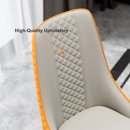 HMR Diamic Series Modern Faux Leather Dining Chairs with Upholstery - Deep Orange, 2-Pieces