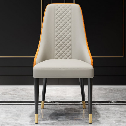 HMR Diamic Series Modern Faux Leather Dining Chairs with Upholstery - Deep Orange, 2-Pieces