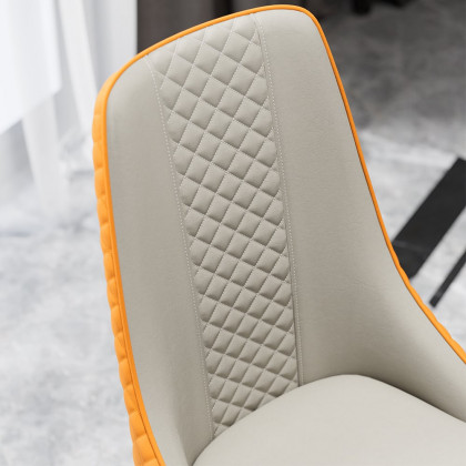 HMR Diamic Series Modern Faux Leather Dining Chairs with Upholstery - Deep Orange, 2-Pieces