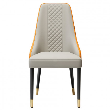 HMR Diamic Series Modern Faux Leather Dining Chairs with Upholstery - Deep Orange, 2-Pieces