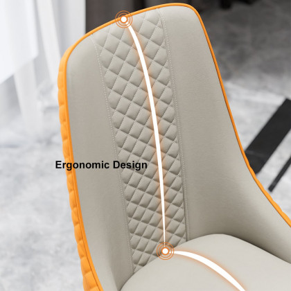 HMR Diamic Series Modern Faux Leather Dining Chairs with Upholstery - Deep Orange, 2-Pieces