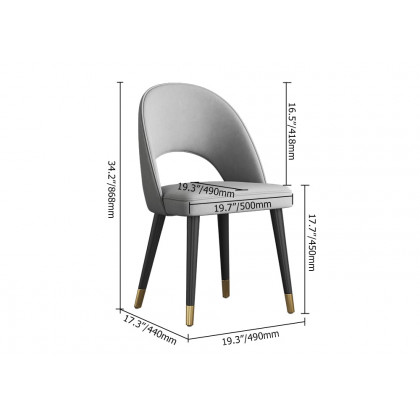 HMR Modern Dining Chairs with Velvet Upholstery (Set of 2) - Deep Gray