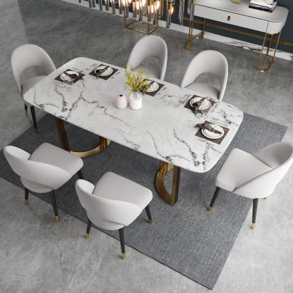 HMR Modern Dining Chairs with Velvet Upholstery (Set of 2) - Light Gray