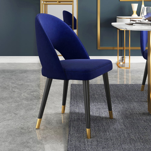 HMR Modern Dining Chairs with Velvet Upholstery (Set of 2) - Blue