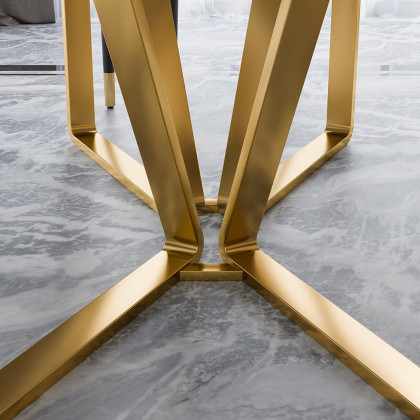 HMR - Marby Rectangle Dining Table with Base Stainless Steel in 63"L, Gold