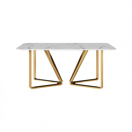 HMR - Marby Rectangle Dining Table with Base Stainless Steel in 63"L, Gold