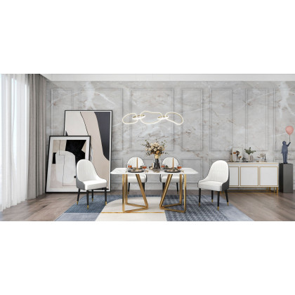 HMR - Marby Rectangle Dining Table with Base Stainless Steel in 63"L, Gold