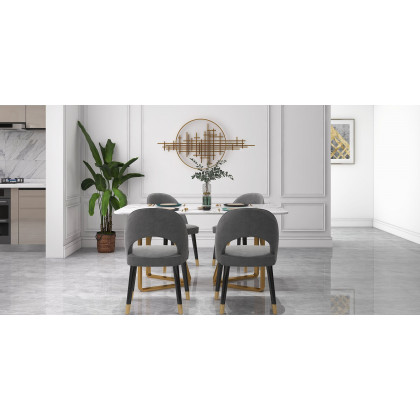HMR - Marby Rectangle Dining Table with Base Stainless Steel in 63"L, Gold