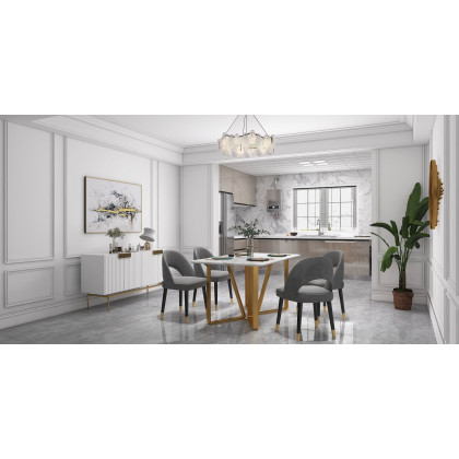 HMR - Marby Rectangle Dining Table with Base Stainless Steel in 63"L, Gold