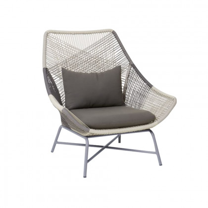 HMR - Outdoor PE Rattan Patio Armchair with Cushion Pillow (Set of 2) in Gray