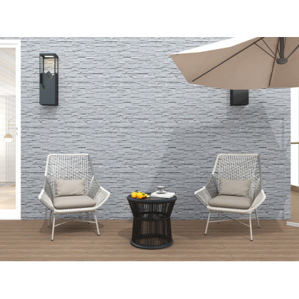 HMR - Outdoor PE Rattan Patio Armchair with Cushion Pillow (Set of 2) in Gray