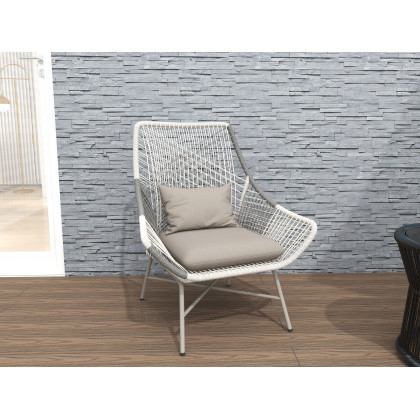HMR - Outdoor PE Rattan Patio Armchair with Cushion Pillow (Set of 2) in Gray