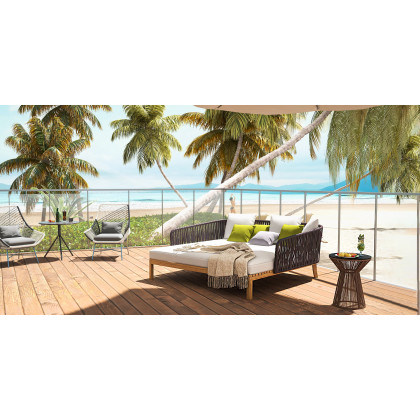 HMR - Outdoor PE Rattan Patio Armchair with Cushion Pillow (Set of 2) in Gray