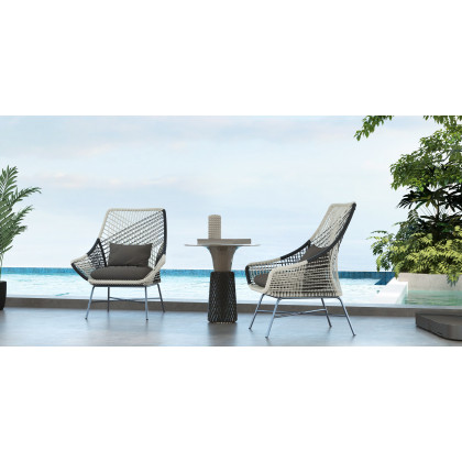 HMR - Outdoor PE Rattan Patio Armchair with Cushion Pillow (Set of 2) in Gray