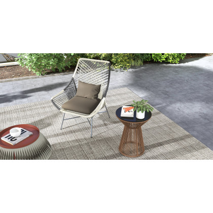 HMR - Outdoor PE Rattan Patio Armchair with Cushion Pillow (Set of 2) in Gray