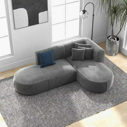 HMR Modern 104'' L-Shaped Corner Sectional with Pillows - Gray