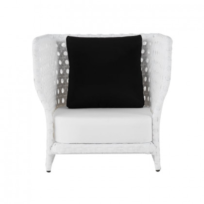 HMR - All-Weather Patio Wicker Outdoor Club Chair with Cushion and Pillow in White