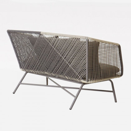 HMR - Outdoor PE Rattan Loveseat with Cushion Pillows and Metal Legs in Multicolor