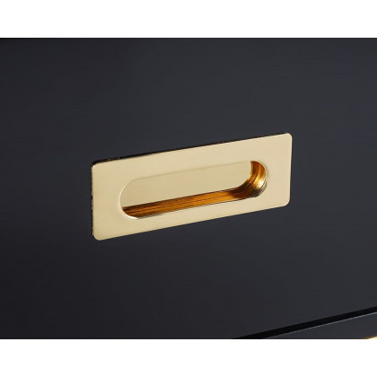 HMR Jocise Series Modern End Table with 1 Drawer & Golden Double Pedestal - Black