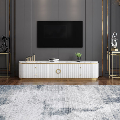 HMR - Plalue TV Stand with 4 Drawers in 86"L, White