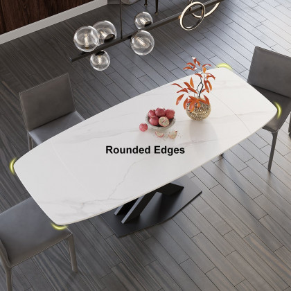 HMR 71" Modern Extendable Dining Table for 4-6 People - White, Sintered Stone