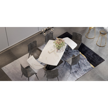 HMR 71" Modern Extendable Dining Table for 4-6 People - White, Sintered Stone