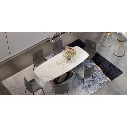 HMR 71" Modern Extendable Dining Table for 4-6 People - White, Sintered Stone