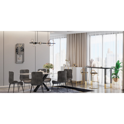 HMR 71" Modern Extendable Dining Table for 4-6 People - White, Sintered Stone