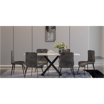 HMR 71" Modern Extendable Dining Table for 4-6 People - White, Sintered Stone
