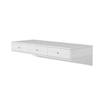 HMR - Floating Desk with Drawers Wall Mounted in White