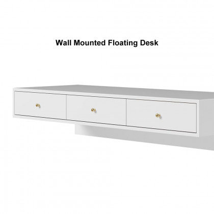 HMR - Floating Desk with Drawers Wall Mounted in White