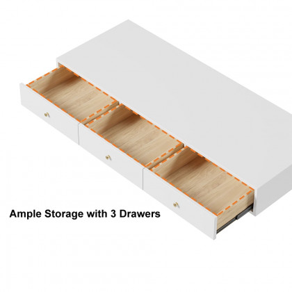HMR - Floating Desk with Drawers Wall Mounted in White