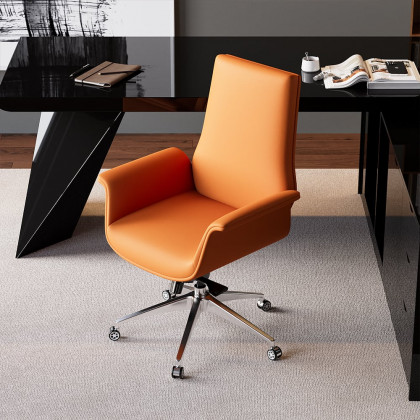 HMR - Office Upholstered PU Leather Swivel Chair in Orange