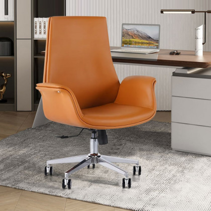 HMR - Office Upholstered PU Leather Swivel Chair in Orange