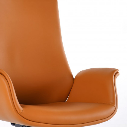 HMR - Office Upholstered PU Leather Swivel Chair in Orange