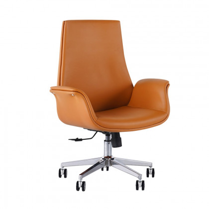 HMR - Office Upholstered PU Leather Swivel Chair in Orange