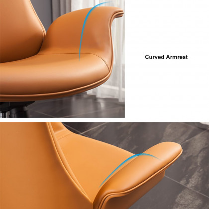 HMR - Office Upholstered PU Leather Swivel Chair in Orange