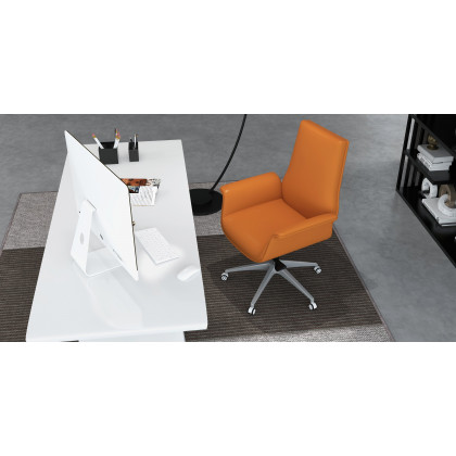 HMR - Office Upholstered PU Leather Swivel Chair in Orange