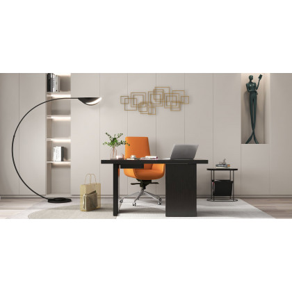 HMR - Office Upholstered PU Leather Swivel Chair in Orange