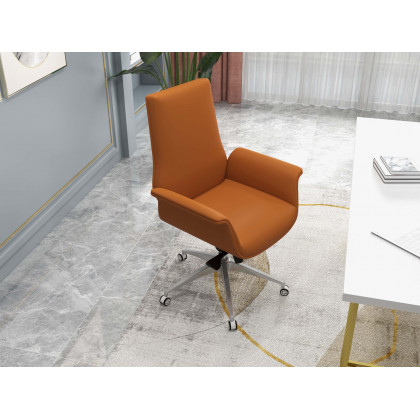 HMR - Office Upholstered PU Leather Swivel Chair in Orange