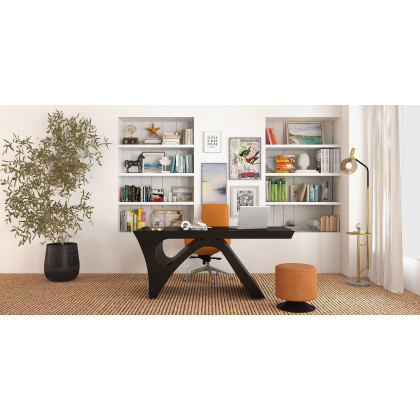 HMR - Office Upholstered PU Leather Swivel Chair in Orange