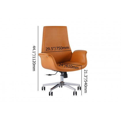 HMR - Office Upholstered PU Leather Swivel Chair in Orange