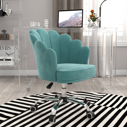 HMR Modern Adjustable Swivel Office Chair with Wheels - Blue