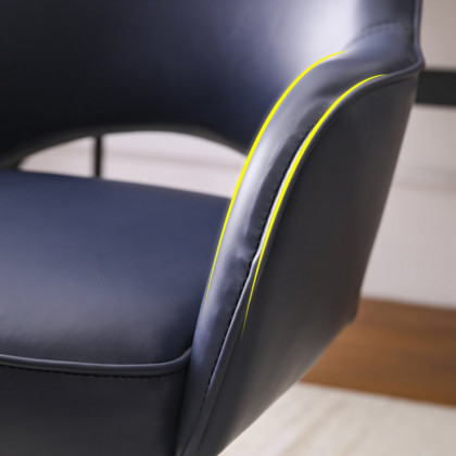 HMR - Swivel Office Chair Upholstered Faux Leather in Blue