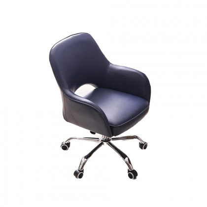 HMR - Swivel Office Chair Upholstered Faux Leather in Blue