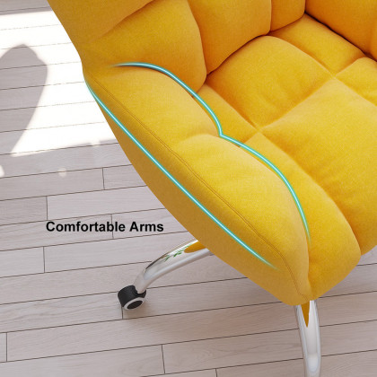 HMR Modern Office Chair Upholstered Cotton & Linen Swivel Task Chair Height Adjustable - Yellow