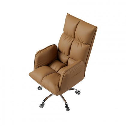 HMR - PU Leather Swivel Office Chair Height Adjustable in Brown