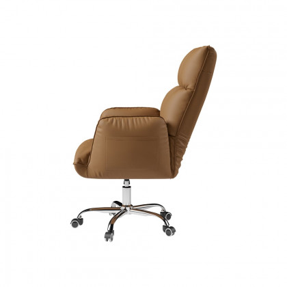 HMR - PU Leather Swivel Office Chair Height Adjustable in Brown