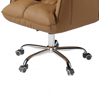 HMR - PU Leather Swivel Office Chair Height Adjustable in Brown